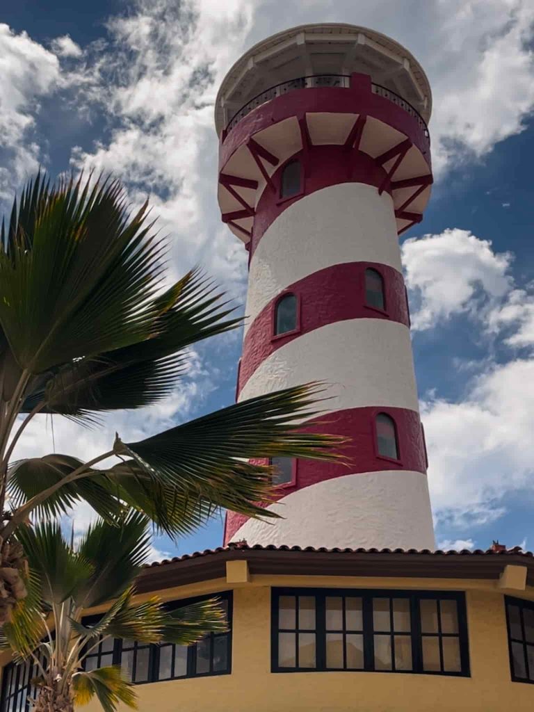 Red and white lighthouse at Cabo San Lucas