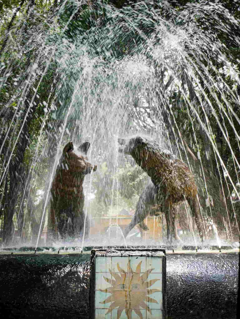 Coyoacan main square fountain with the two coyotes
