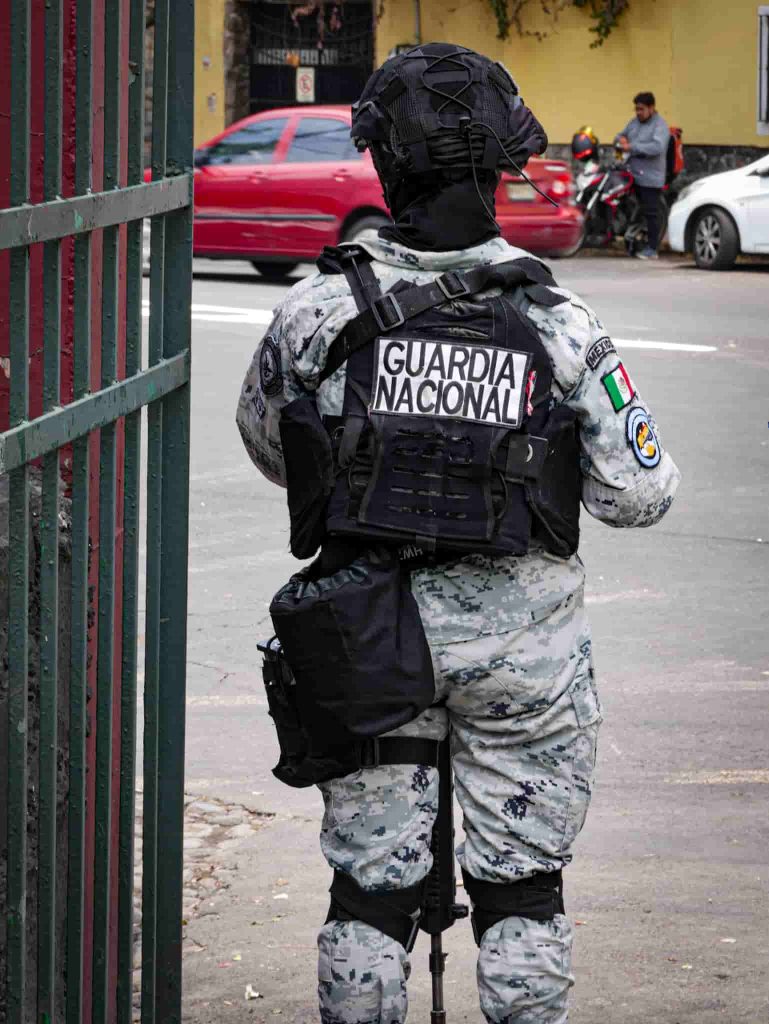 Guardia Nacional agent patrolling the streets of Mexico City