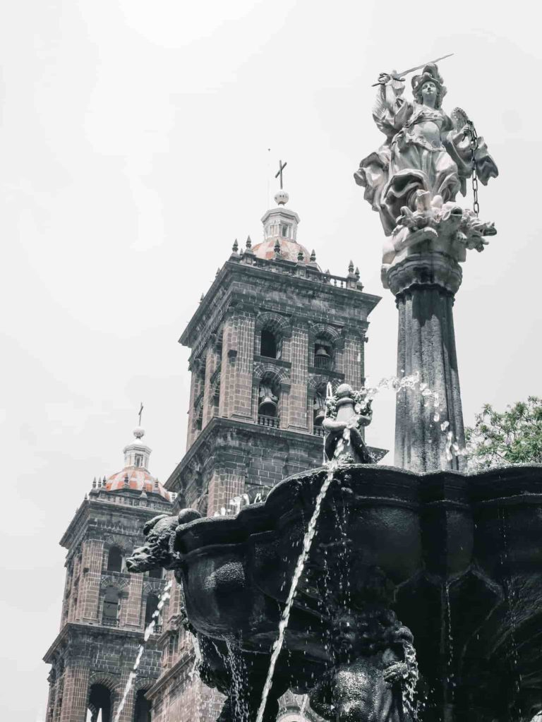 Puebla’s cathedral from Zocalo